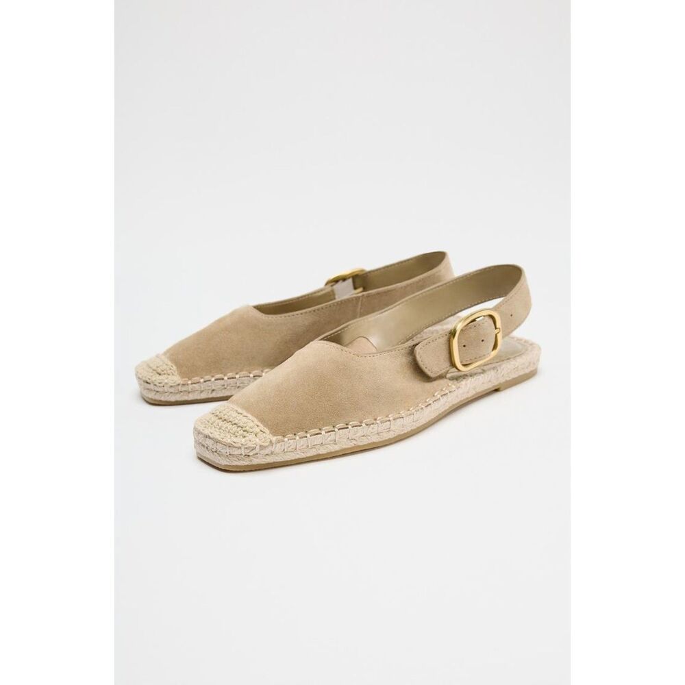 Zara Split Suede Braided Slingback Light Beige Size 40/ US 9